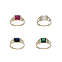 Square Zirconia Birthstones Ring (14K)