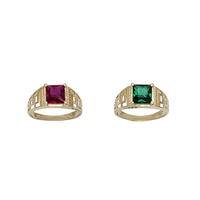 Baby-Sized/ Pinky Square Birthstones Ring (14K)