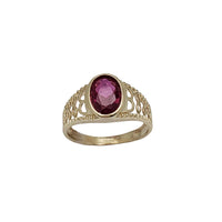 Baby-Sized/ Pinky Textured Oval Birthstones Ring (14K)