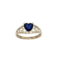 Baby-Sized/ Pinky Textured Heart Birthstones Ring (14K)