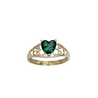 Baby-Sized/ Pinky Textured Heart Birthstones Ring (14K)