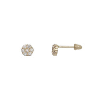 Flower Cz Stud Earrings (14K)