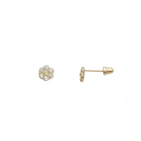 Flower Cz Stud Earrings (14K)