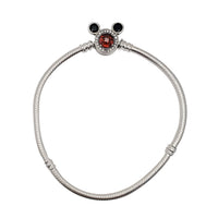 Zirconia Mouse Snake Chain Bracelet (Silver)