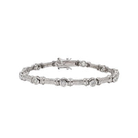 Textured Zirconia Bezel-Set Fancy Bracelet (Silver)