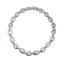 Bezel Set Mixed Fancy Shape Cz Bracelet (Silver)