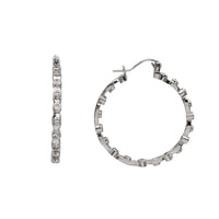 Zirconia Bezel-Set Hoop Earrings (Silver)