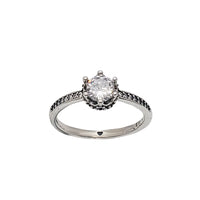 Zirconia Round Shaped Engagement Ring (Silver)