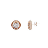Round Star Zirconia Stud Earrings (Silver)