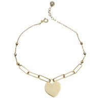 Tricolor Plain Heart Charm Bracelet (14K)