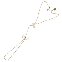 Zirconia Butterfly Infinity Hand Chain/Finger Bracelet (14K)