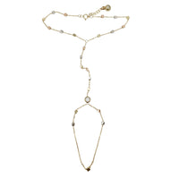 Tricolor Diamond Cut Cube Bead Hand Chain/Finger Bracelet (14K)