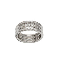 Zirconia Triple Lines Layer Ring (Silver)