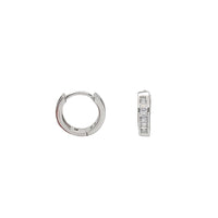Zirconia One Row Baguette Huggie Earring (Silver)