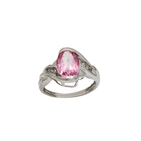 Oval Pink Topaz Diamond Fancy Ring (10K)