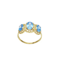 Oval CZ Three Stone Lady Ring (14K)
