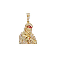Diamond Enamel Iced Mary With Gun Pendant (14K)