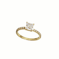 Square Cut Zirconia Engagement Ring (14K)
