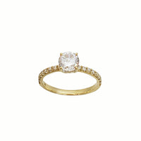 Round Cut Zirconia Engagement Ring (14K)