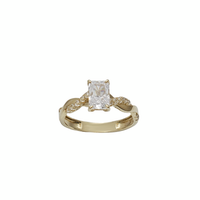 Zirconia Emerald Cut Twist Engagement Ring (14K)