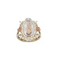 Tricolor Flower Virgin Mary CZ Ring (14K)