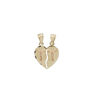 Cross Break Apart Heart "Te Amo" Pendant (14K)