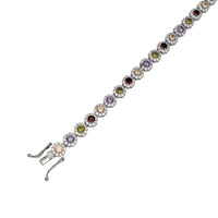 Multicolor Zirconia Flower Fancy Bracelet (Silver)