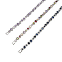 Graduated Round Zirconia Fancy Bracelet (Silver)