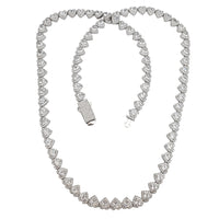 Zirconia Halo Heart Fancy Necklace (Silver)