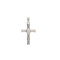 Bamboo Textured Zirconia Cross Pendant (Silver)