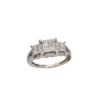 Three Stone Princess Cut Diamond Engagement Ring (10K)