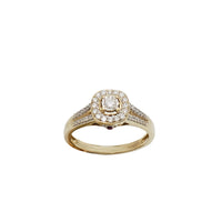 Diamond Pave Halo Cushion Cut Engagement Ring (10K)
