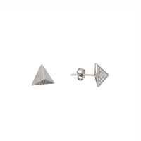 Zirconia Pyramid Stud Earrings (Silver)