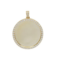 Zirconia Round Picture Pendant (Yellow Silver)