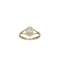 Oval Zirconia Floral Halo Fancy Ring (14K)