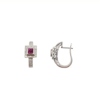 Diamond Ruby Huggie Earring (14K)