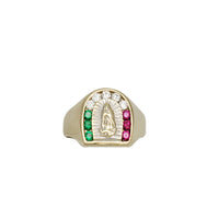 Multicolor Virgin Mary Horseshoe Guadalupe CZ Ring (14K)