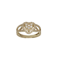 Zirconia Heart Criss Cross Promise Ring (14K)