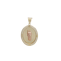 Tricolor Zirconia Oval Saint Jude Pendant (14K)