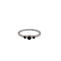Bezel Set Black CZ Solitaire Ring (Silver)