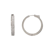 Zirconia Baguette Fancy Hoop Earrings (Silver & Yellow Silver)