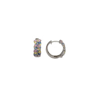 Multicolor CZ Fancy Hoop Earrings (Silver)