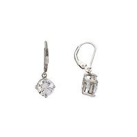 Round Solitaire CZ Dangle Earrings (Silver)