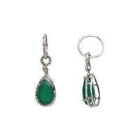 Pear-Shaped Green Zirconia Dangle Earrings (Silver)