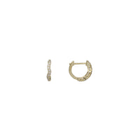 Zirconia Wave Huggie Earrings (Silver, Yellow Silver)
