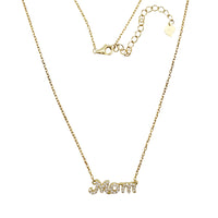 Zirconia Mom Necklace (Yellow Silver)