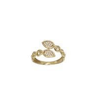 Zirconia leaf Cuban Open Ring (14K)