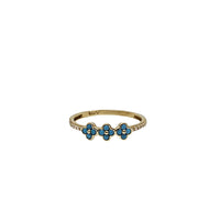 Triple Blue Turquoise Zirconia Flower Ring (14K)
