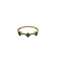 Triple Green Zirconia Flower Ring (14K)
