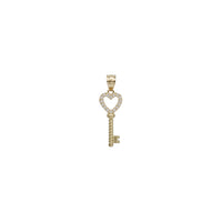 Iced-Out Zirconia Heart Key Pendant (14K)